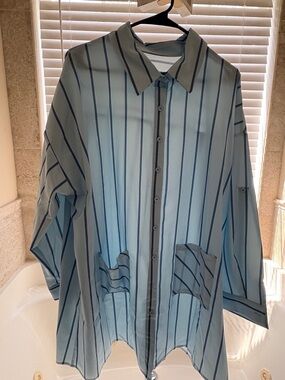 SHEIN Light Blue Striped Mini Dress/Cover Up